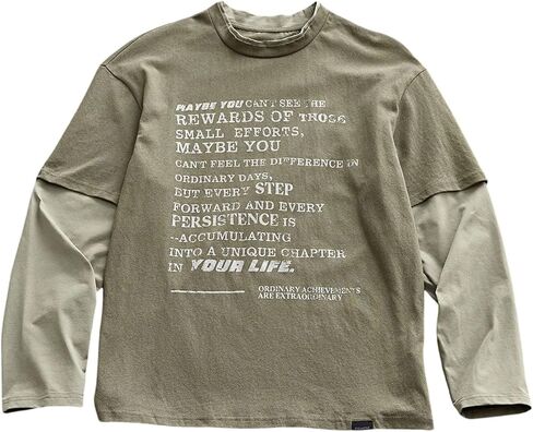 Men's Number Graphic Long Sleeve Jersey Shirts Oversized Y2K Round Neck 2 in 1 T-Shirts Streetwear Top in Saudi Arabia