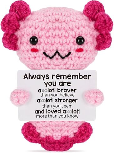 Funny Positive Crochet Animals Emotional Inspirational Support Christmas Small Gag Gifts for Women Friend Sister Coworker Birthday Gifts, Mini Handmade Knitted Cute Relaxing Stuff Desk Decor in Saudi Arabia
