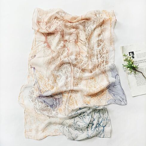 Silk Feeling Lightweight Scarves for Women Long Elegant Floral Pattern Head Wrap Shawls in Saudi Arabia