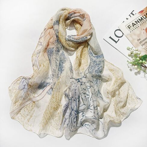 Silk Feeling Lightweight Scarves for Women Long Elegant Floral Pattern Head Wrap Shawls in Saudi Arabia
