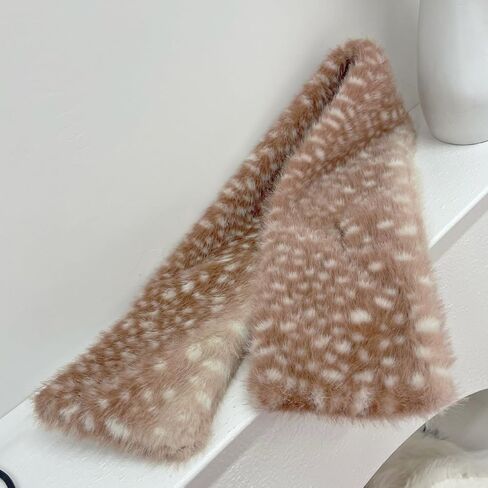 Women's Faux Fur Collar Scarf Wrap Elk Themed Pull-Through Wrap Scarf Shawl Shrug Christmas Neck Warmer in Kuwait