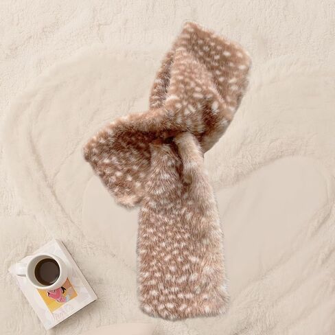 Women's Faux Fur Collar Scarf Wrap Elk Themed Pull-Through Wrap Scarf Shawl Shrug Christmas Neck Warmer in Kuwait