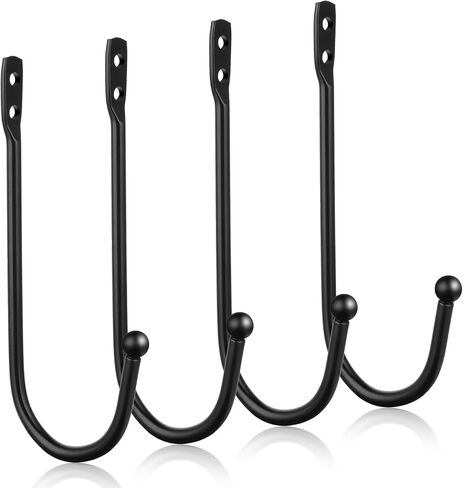 4Pack Curtain Wall Hooks, Curtain Holdbacks,Curtains Tie Backs for Curtains, Decorative Drapery Holdbacks for Wall Ties with Screws Black Metal U Shaped Pull Backs in Saudi Arabia