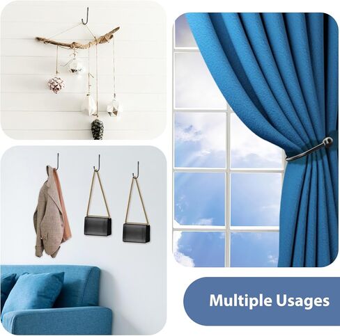 4Pack Curtain Wall Hooks, Curtain Holdbacks,Curtains Tie Backs for Curtains, Decorative Drapery Holdbacks for Wall Ties with Screws Black Metal U Shaped Pull Backs in Saudi Arabia