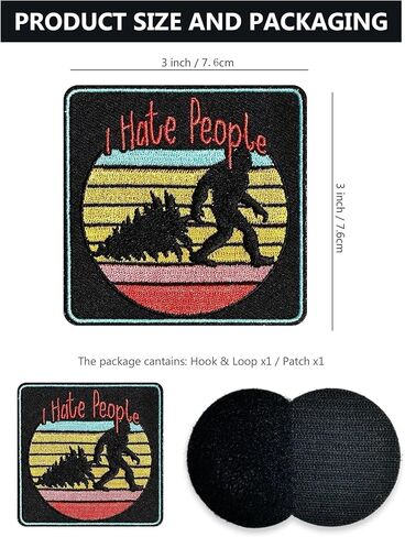 I Hate People Big Foot Sasquatch رقعة معنويات مضحكة، 3 بوصات مطرزة بخطاف وحلقة تكتيكية لحقائب الظهر والقبعات والسترات وسترات الكلاب وجدار التصحيح والحقائب in Kuwait