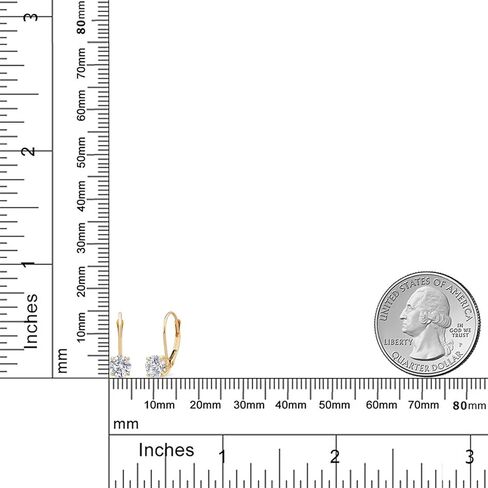 جوهرة ستون كينغ 14K الذهب الأصفر 5MM جولة الأحجار الكريمة المولد Leverback انخفاض الأقراط المتدلية | أقراط ذهبية للنساء | هدايا مجوهرات راقية لأمها وزوجتها in Kuwait
