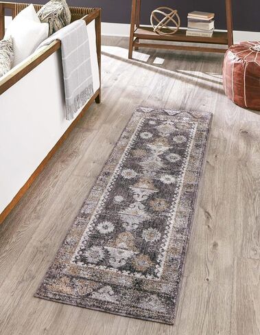 Unique Loom Eco Southwestern Collection Area Rug - Springdale (Runner 2' 0" x 6' 0", Charcoal Gray/Ivory) in Saudi Arabia