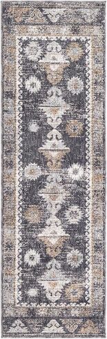 Unique Loom Eco Southwestern Collection Area Rug - Springdale (Runner 2' 0" x 6' 0", Charcoal Gray/Ivory) in Saudi Arabia