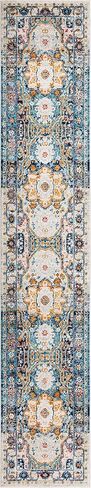 Rugs.com Madeline Vintage Collection Rug – 16 Ft Runner Teal Medium-Pile Rug Perfect for Hallways, Entryways in Saudi Arabia