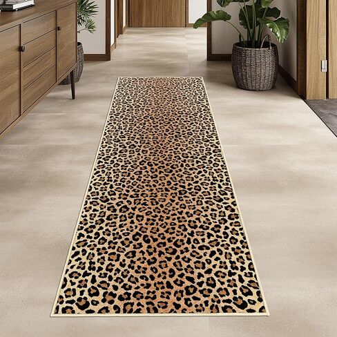 Leopard Runner Rug Non Slip Cheetah Print Rugs 2x6 for Hallway Wetern Home Decor Soft Throw Carpet Washable Fur Area Rug Mat for Entryway Laundry Bedroom Bathroom (24" W×72" L, Leopard Print) in Kuwait