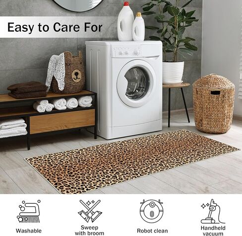 Leopard Runner Rug Non Slip Cheetah Print Rugs 2x6 for Hallway Wetern Home Decor Soft Throw Carpet Washable Fur Area Rug Mat for Entryway Laundry Bedroom Bathroom (24" W×72" L, Leopard Print) in Kuwait