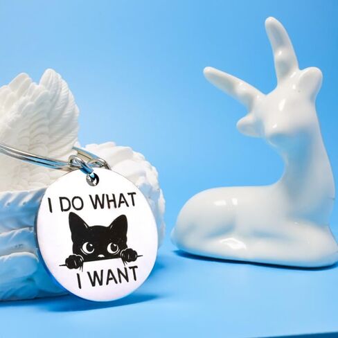 مضحك القط المفاتيح لطيف القطط عشاق الهدايا السوداء القط الاشياء للنساء الفتيات عيد الميلاد صديق عيد ميلاد عيد الهالوين عيد الفصح سلة التخرج الحشوات أفعل ما أريد كيرينغ القطط تحت عنوان هدية للنساء in Kuwait