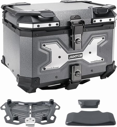 45L Motorcycle Top Case, Aluminum Motorcycle Tail Box Trunk with Universal Base - Carbon Style, Matte Black in Kuwait