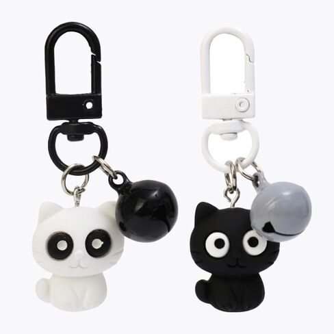 2Pcs Cute Black/White Cat Keychain Funny Universal Backpack Hangings Pendant Car Keychain Accessories in Saudi Arabia