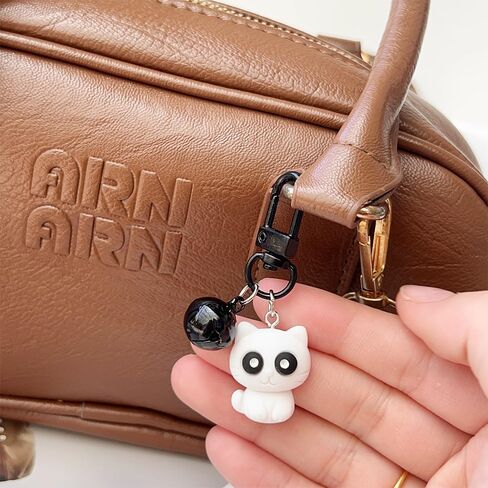 2Pcs Cute Black/White Cat Keychain Funny Universal Backpack Hangings Pendant Car Keychain Accessories in Saudi Arabia