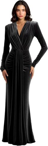 Velvet Long Sleeve Bridesmaid Dresses with Tie Mermaid Empire Waist Formal Evening Dress in Saudi Arabia