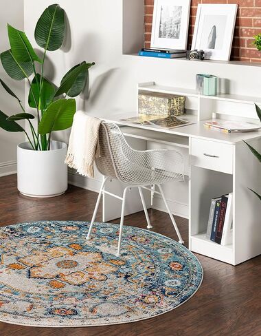 Rugs.com Madeline Vintage Collection Rug – 16 Ft Runner Teal Medium-Pile Rug Perfect for Hallways, Entryways in Saudi Arabia