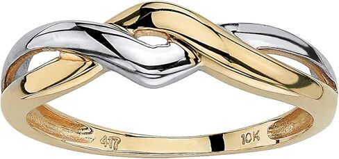 PalmBeach 10K Yellow Gold Two Tone Twisted Crossover Ring (1.5mm) Sizes 5-10 in Saudi Arabia