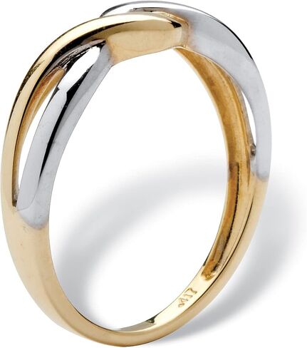 PalmBeach 10K Yellow Gold Two Tone Twisted Crossover Ring (1.5mm) Sizes 5-10 in Saudi Arabia