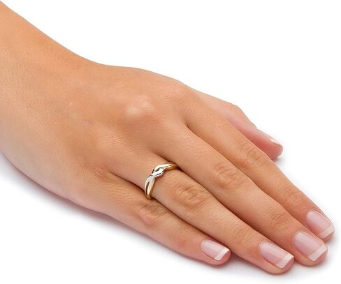 PalmBeach 10K Yellow Gold Two Tone Twisted Crossover Ring (1.5mm) Sizes 5-10 in Saudi Arabia