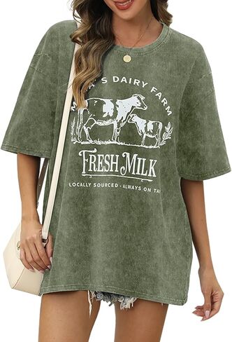 Womens Zipper Nursing Friendly Tops Cotton Breastfeeding Maternity Shirts Oversized Graphic Acid Wash Funny Tees (Black,2XL) in Kuwait