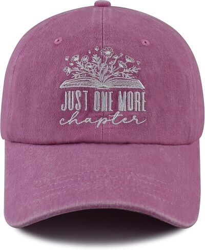 Just One More Chapter Hat for Men Women, Cute Adjustable Cotton Embroidered Book Lovers Baseball Cap in Kuwait