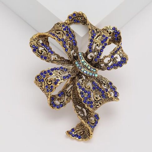 Vintage Rhinestone Ribbon Bow Brooch Pin for Women, Unisex Baroque Style Versatile Brooch in Saudi Arabia