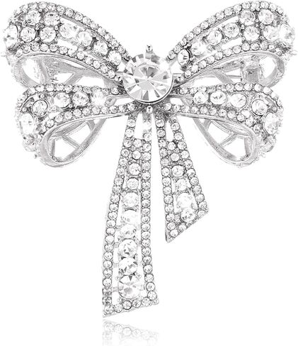 Elegant Rhinestone Bow Brooch Pin for Women, Sparkly Crystal Bowknot Lapel Pin, Vintage Bridal Wedding Blazer Dress Suit Jewelry Accessories Gift in Saudi Arabia