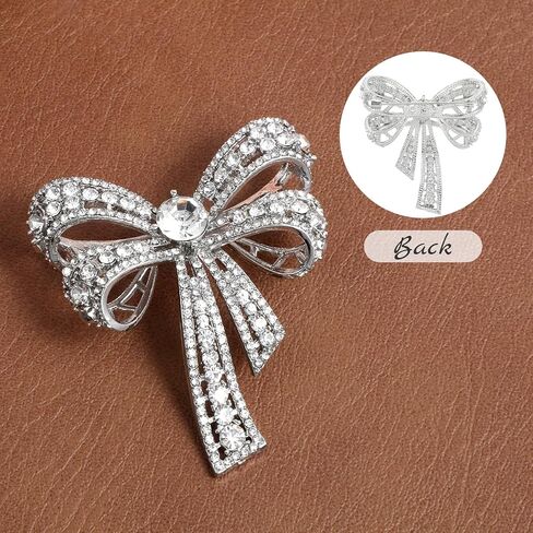 Elegant Rhinestone Bow Brooch Pin for Women, Sparkly Crystal Bowknot Lapel Pin, Vintage Bridal Wedding Blazer Dress Suit Jewelry Accessories Gift in Saudi Arabia