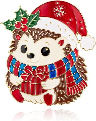 Christmas Hedgehog Enamel Pin, Festive Animal Brooch with Santa Hat, Holiday Jewelry for Jacket Backpack in Saudi Arabia