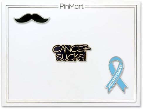 PinMart's Prostate Cancer Awareness Mustache Ribbon Enamel Lapel Pin Set in Saudi Arabia
