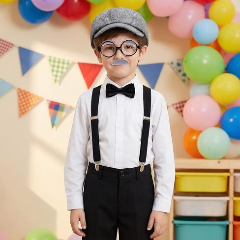 hoyuwak 6 PCS 100 Day of School Costume Grandpa Costume Outfit Old Man Costume Accessories Set 1920s Old Man Costume Dress Up in Saudi Arabia