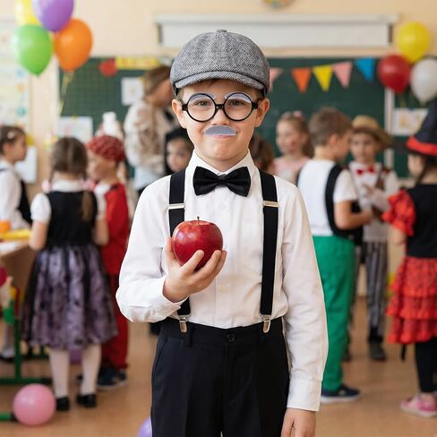 hoyuwak 6 PCS 100 Day of School Costume Grandpa Costume Outfit Old Man Costume Accessories Set 1920s Old Man Costume Dress Up in Saudi Arabia