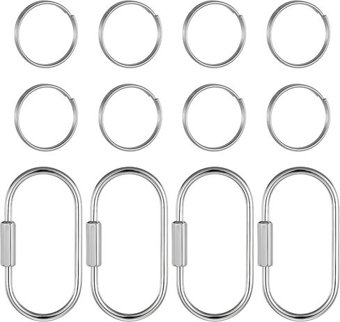 2.52 x 1.34 Inch 4 Pack Sliver Brass Screw Lock Keychain with 8 Rings, Sliver Brass Screw Lock Clip Key Chain Ring Durable Simple BrassKeychain Holder BrassKeyRings Simple Style Carkeychain in Saudi Arabia