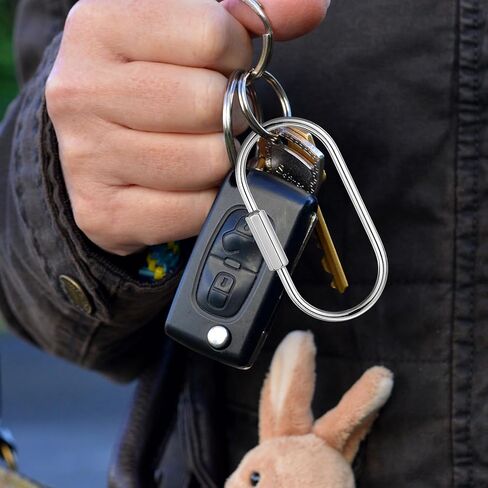 2.52 x 1.34 Inch 4 Pack Sliver Brass Screw Lock Keychain with 8 Rings, Sliver Brass Screw Lock Clip Key Chain Ring Durable Simple BrassKeychain Holder BrassKeyRings Simple Style Carkeychain in Saudi Arabia