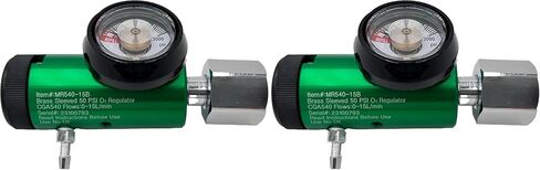 ResOne 15LPM Oxygen Regulator CGA-540#MR540-15B, Adjustable Flow 0-15 LPM - ASTM G175-03 - Aluminum/Brass, Max Inlet: 3000 PSI, Outlet: 50 PSI - Compact 1.38 inches X 6.29 inches in Kuwait