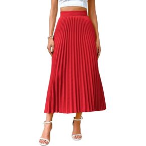 TOOSIS Skirts for Women Summer Trendy 2025 Elegant Solid Color Casual Pleated Skirt in Saudi Arabia