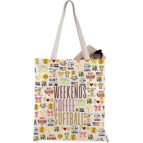 WCGXKO Weekends Coffee Softball Tote Bag Softball Party Favor Gift Sport Coach Appreciation Gift in Saudi Arabia