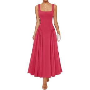 ZESICA Womens 2025 Summer Sleeveless Square Neck Sundress Casual Long Flowy A Line Beach Vacation Maxi Dresses in Kuwait