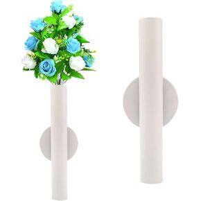 Adhesive Metal Wall Vase Holder - Decorative Tube for Dried/Faux Floral Display, Rust-Resistant Home & Office, Dining Room Also Suitable for Cemetery Memorial Display Decor (1 Pcs Black) in Kuwait