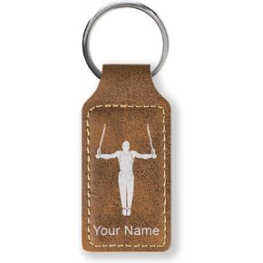 LaserGram Rectangle Keychain, Gymnast Man, Personalized Engraving Included in Kuwait
