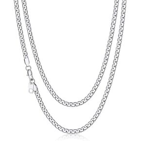 Suplight Stainless Steel Flat Link Chain Necklace 4mm/6mm Box Chains for Men Women Hip Hop Jewelry for Rapper 18"-30", Send Gift Box in Saudi Arabia