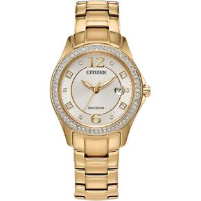 Watch Citizen Ladies 'Eco-Drive Classic Crystal Watch في ثنائي الفولاذ المقاوم للصدأ ، والرسوم الفضية ذات اللون الفضي in Kuwait
