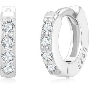 S925 CZ Diamond Huggie Earrings – 14K Gold Plated Sterling Silver Small Mini Hoop Earrings for Women & Men, Hypoallergenic Helix Cartilage Earrings, 4mm 6mm 8mm in Saudi Arabia