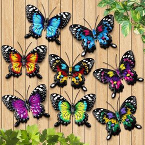 ULENDIS 4 Pack Metal Butterfly Wall Art Outdoor Decor, 9.8in Colorful Fence Wall Art Decor, Wall Sculpture Hanging Decoration for Garden Yard Living Room Bedroom Patio Balcony in Kuwait