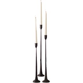 Tall Cast Iron Set Three Black Candlesticks Taper Candle Holder Elegant Slim in Saudi Arabia