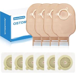 60PCS Ostomy Supplies Colostomy Bags, Two Piece Ostomy Bags, Ostomy Drain Pouches with Closure for Ileostomy Stoma Care, Cut-to-Fit (44pcs Ostomy Bags+ 16pcs Skin Barrier) in Saudi Arabia