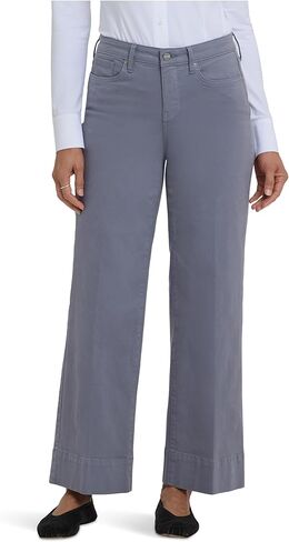 NYDJ Womens Teresa Wide Leg 3" Hem Ankle Jeans in Shadow Blue in Saudi Arabia