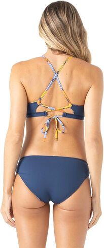 Roxy Women's Bikini Top – UPF 50+, Quick-Dry, Removable Pads, Swimsuit Top, Surf & Beachwear, Navy Combo, Large in Saudi Arabia