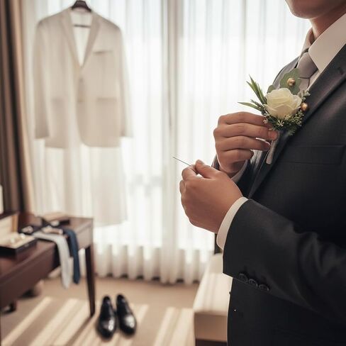 Jowxsx 2Pcs Roses Boutonniere for Men Wedding, Groom Groomsman Artificial White Rose Flowers with pins for Wedding Anniversary Celebration,Prom,Party,Home Decoration Artificial Flowers in Saudi Arabia